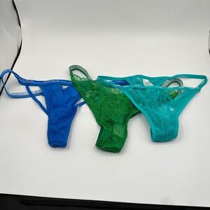 💙💚 Lounge Lingerie Thong Bundle (3-Pack) – Blue, Green & Teal 💙💚